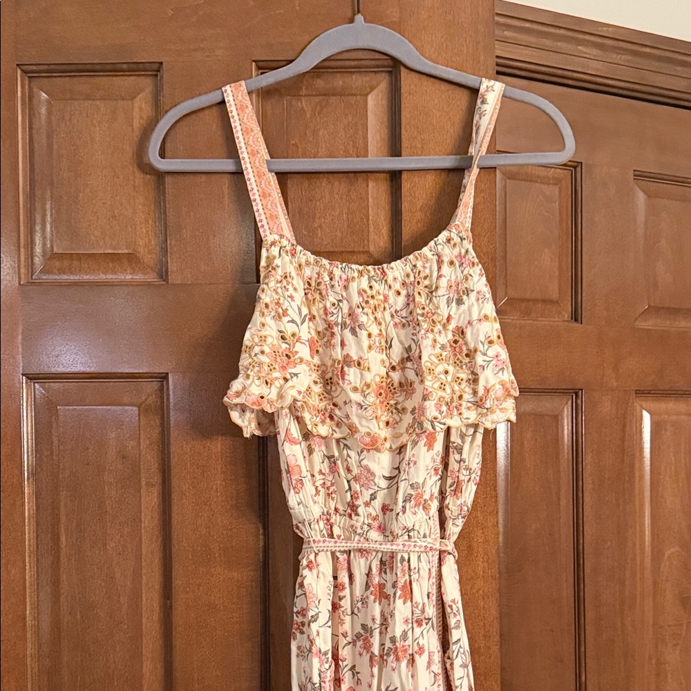 American Eagle Outfitters Floral Jumpsuit - Cream and Orange